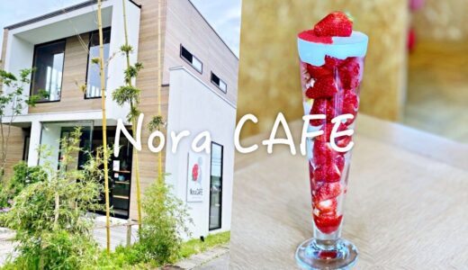 「Nora Cafe（ノラカフェ）」自慢のイチゴを使ったスイーツ専門店。高さ30センチのパフェ シンデレラがすごい！三国までドライブ