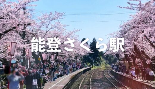「能登さくら駅」のと鉄道 能登鹿島駅の桜のトンネルが絶景